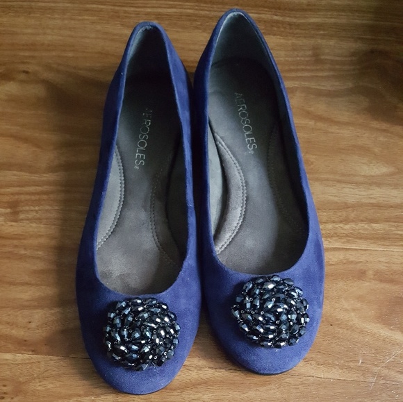 AEROSOLES Shoes - Aerosoles Dark Blue Suede Ballerina Flats